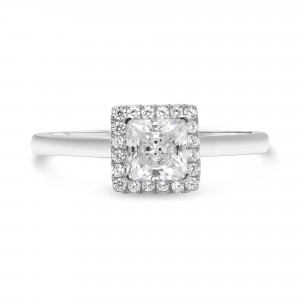 14K White Gold Diamond Square Halo Semi-Mount Ring (0.12ctw)