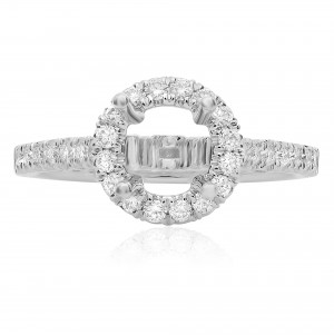 14K White Gold Diamond Halo Semi-Mount Ring (0.43ctw)