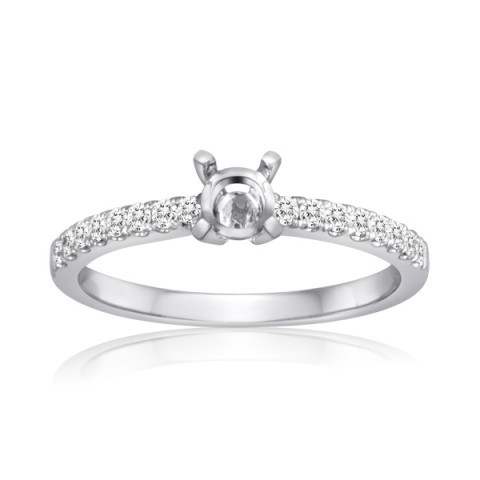 14K White Gold Round Diamond Solitaire Semi-Mount Ring (0.22ctw)