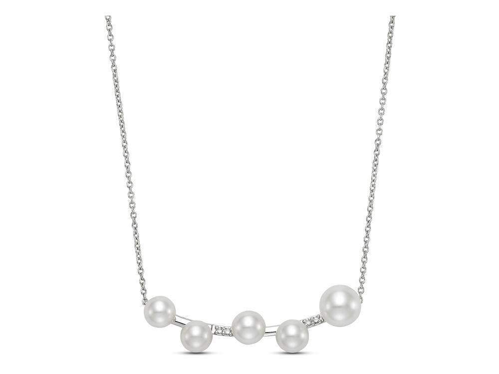 18K Yellow Gold Freshwater Pearl & Diamond Necklace (16-18")