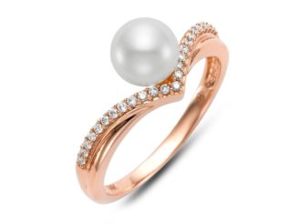 14KR 6.5-7MM FW PEARL .10CTW DIA RING