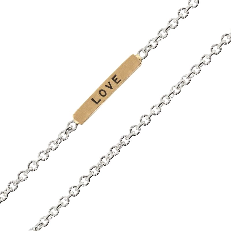14K Rose Gold & Sterling Silver "Love" / "Always" Bar Chain Necklace (16")