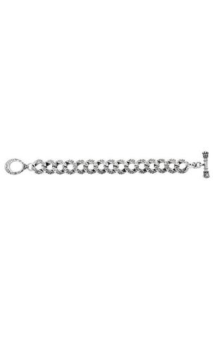 Stainless Steel Small Carved Link Men's Bracelet - Size 8.75