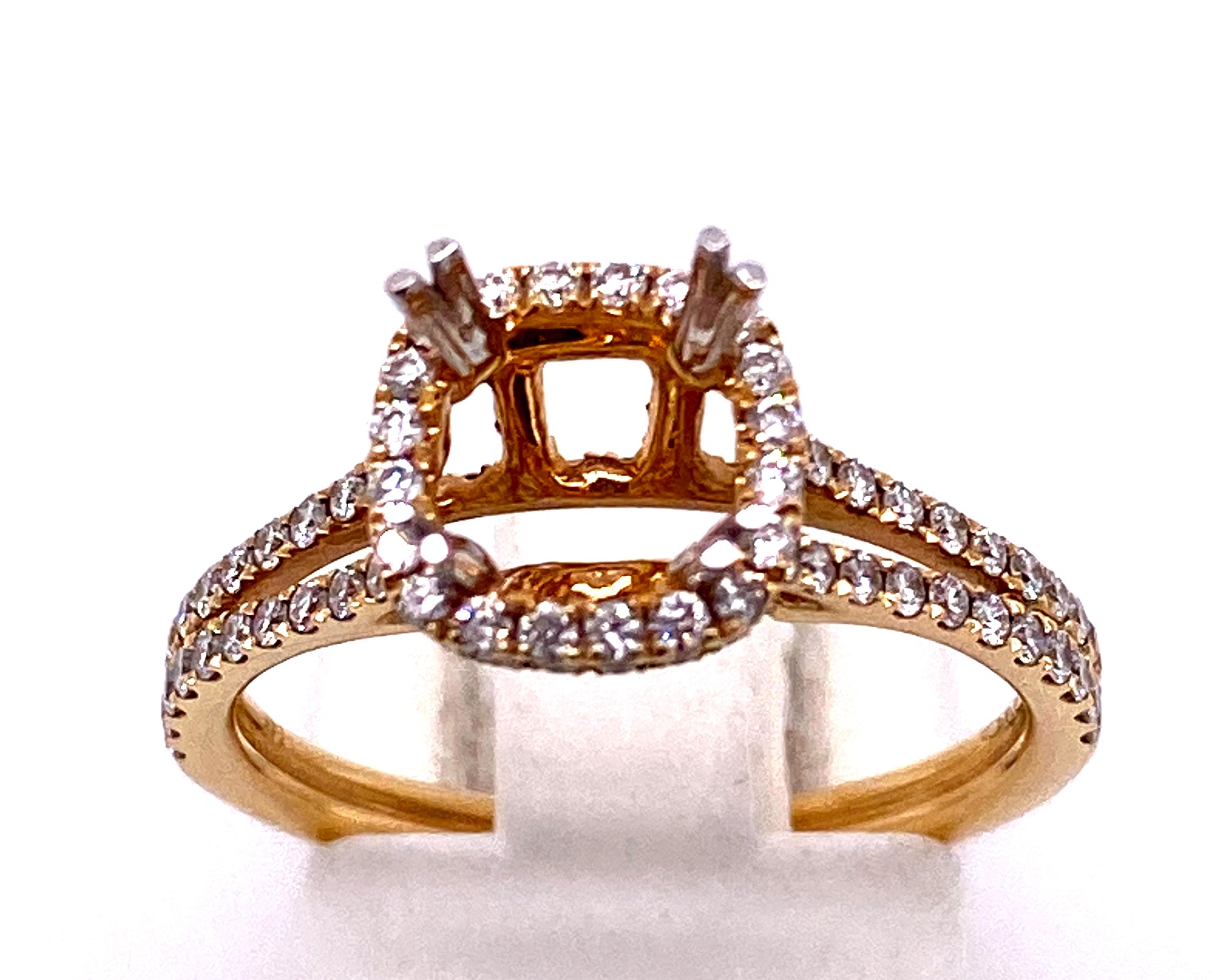 14K Yellow Gold Diamond Round Halo Ring (0.51ctw)